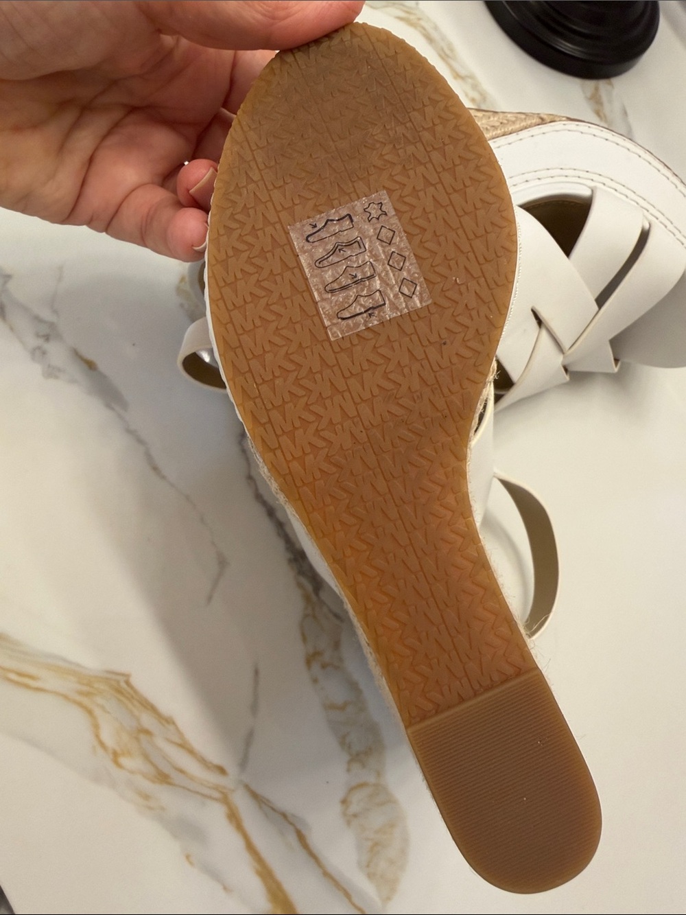 Michael Kors White Leather Espadrille Wedge Sandals - Picture 7 of 7